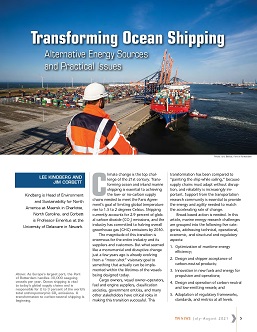 TR News 334 July-August 2021: Transforming Ocean Shipping: Alternative Energy Sources and Practical Issues