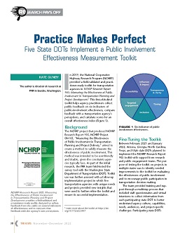TR News 342: Practice Makes Perfect: Five State DOTs Implement a Public Involvement Effectiveness Measurement Toolkit