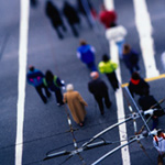 People in a crosswalk People in a crosswalk