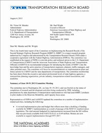 Committee on Implementing the Research Results of the Second Strategic Highway Research Program (SHRP 2) Letter Report: August 6, 2013