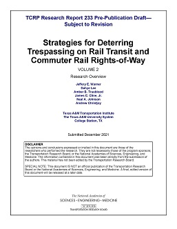 Strategies for Deterring Trespassing on Rail Transit and Commuter Rail Rights-of-Way, Volume 2: Research Overview