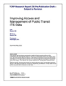 Improving Access and Management of Public Transit ITS Data