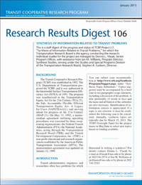 Synthesis of Information Related to Transit Problems: 2013