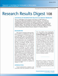 Synthesis of Information Related to Transit Problems: 2014