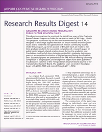 Graduate Research Award Program on Public-Sector Aviation Issues: 2012