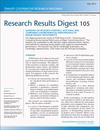 Summary of Research Findings: Assessing and Comparing Environmental Performance of Major Transit Investments