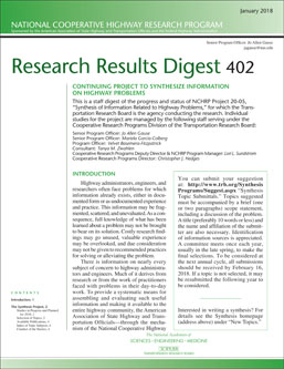 Continuing Project to Synthesize Information on Highway Problems: 2018