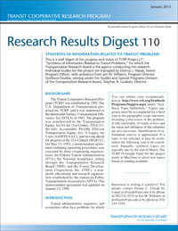 Synthesis of Information Related to Transit Problems: 2015