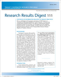 Synthesis of Information Related to Transit Practices: 2016