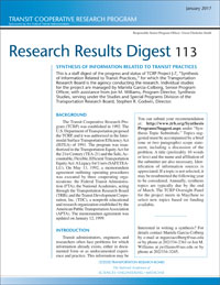 Synthesis of Information Related to Transit Practices: 2017